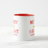 Merry and Bright Personalisiert Gingham Red & Pink Tasse (Zentrum)