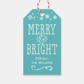 Merry and Bright Personalized Teal Blue Holiday Geschenkanhänger (Vorderseite)
