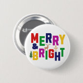 Merry and Bright Pine Tree Rentier Snowman Button (Vorne & Hinten)