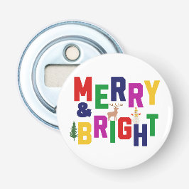 Merry and Bright Pine Tree Rentier Snowman Flaschenöffner