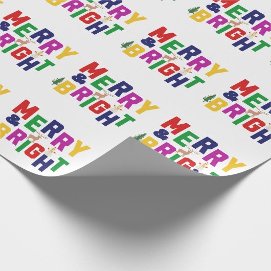 Merry and Bright Pine Tree Rentier Snowman Geschenkpapier (Ecke)