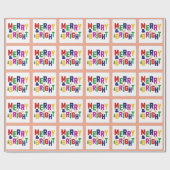 Merry and Bright Pine Tree Rentier Snowman Geschenkpapier (Flach)