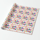 Merry and Bright Pine Tree Rentier Snowman Geschenkpapier (Ungerollt)