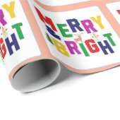 Merry and Bright Pine Tree Rentier Snowman Geschenkpapier (Rolleneckpunkt)