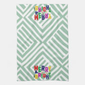 Merry and Bright Pine Tree Rentier Snowman Geschirrtuch (Vertikal)
