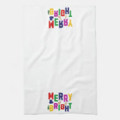 Merry and Bright Pine Tree Rentier Snowman Geschirrtuch (Vertikal)