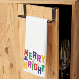 Merry and Bright Pine Tree Rentier Snowman Geschirrtuch