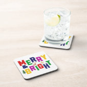 Merry and Bright Pine Tree Rentier Snowman Getränkeuntersetzer (Rechte Seite)