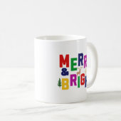 Merry and Bright Pine Tree Rentier Snowman Kaffeetasse (VorderseiteRechts)