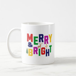 Merry and Bright Pine Tree Rentier Snowman Kaffeetasse