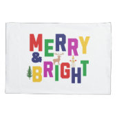 Merry and Bright Pine Tree Rentier Snowman Kissenbezug (Rückseite)