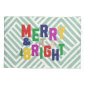 Merry and Bright Pine Tree Rentier Snowman Kissenbezug (Rückseite)