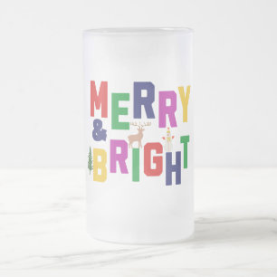 Merry and Bright Pine Tree Rentier Snowman Mattglas Bierglas