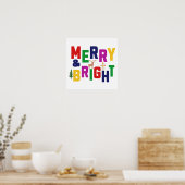 Merry and Bright Pine Tree Rentier Snowman Poster (Küche)