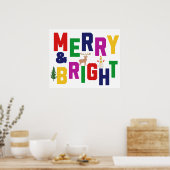 Merry and Bright Pine Tree Rentier Snowman Poster (Küche)