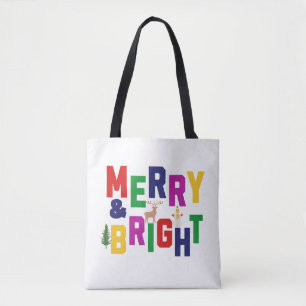 Merry and Bright Pine Tree Rentier Snowman Tasche