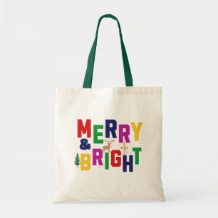 Merry and Bright Pine Tree Rentier Snowman Tragetasche