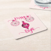 Merry and Bright Pink Plaid Ornament Rechteckiger Pappuntersetzer (angewinkelt)