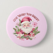 Merry and Bright - Pink Santa Button (Vorderseite)