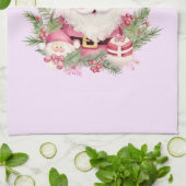 Merry and Bright - Pink Santa Geschirrtuch (Gefaltet)