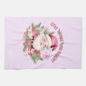 Merry and Bright - Pink Santa Geschirrtuch (Horizontal)