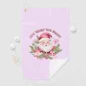 Merry and Bright - Pink Santa Golfhandtuch (Insitu)