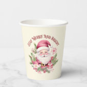 Merry and Bright - Pink Santa Pappbecher (Rückseite)