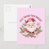 Merry and Bright - Pink Santa Postkarte (Vorne/Hinten)