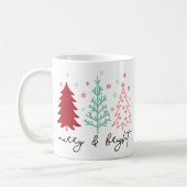 "Merry and Bright" Pink und Mint Weihnachtsbaumen Kaffeetasse (Links)