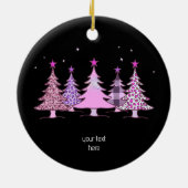 Merry and Bright Pink Xmas Tree Black Ornament (Hinten)
