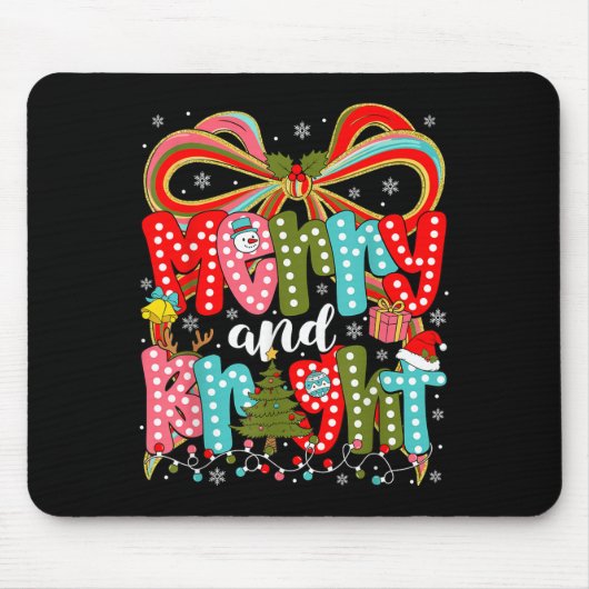 Merry And Bright Preppy Coquette Bow Christmas Wom Mousepad (Vorne)
