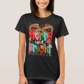 Merry And Bright Preppy Coquette Bow Christmas Wom T-Shirt (Vorderseite)