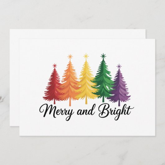 Merry And Bright Rainbow Christmas Tree Gay LGBTQ  Einladung (Vorne/Hinten)