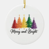 Merry And Bright Rainbow Christmas Tree Gay LGBTQ  Keramik Ornament (Vorne)