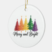 Merry And Bright Rainbow Christmas Tree Gay LGBTQ  Keramik Ornament (Links)