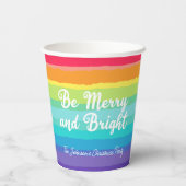 Merry and Bright Rainbow Custom Christmas Party Pappbecher (Rückseite)