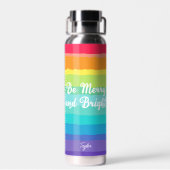 Merry and Bright Rainbow Custom Prix Weihnachten Trinkflasche (Rückseite)