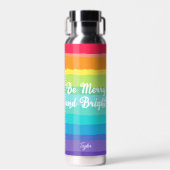 Merry and Bright Rainbow Custom Prix Weihnachten Trinkflasche (Vorne)