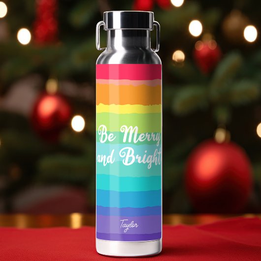 Merry and Bright Rainbow Custom Prix Weihnachten Trinkflasche