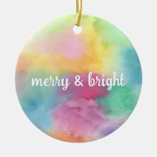 Merry and Bright Rainbow Watercolor Ornament (Vorne)