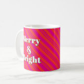 Merry and Bright Red and Pink Candy Stripe Custom Kaffeetasse (Vorderseite Links)