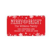 Merry and Bright Red Holiday Rücksendeadresse Adressaufkleber (Vorne)