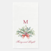 Merry and Bright Red Monogram Greenery Serviette (Vorderseite)