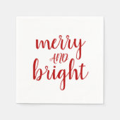 Merry and Bright Red Script Weihnachten Serviette (Vorderseite)