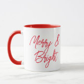 Merry and Bright Red Script Weihnachten Tasse (Links)
