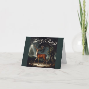 Merry and Bright Reindeer Christmas Karte