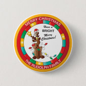 Merry and Bright Rentier and Christmas Mouse Button (Vorderseite)