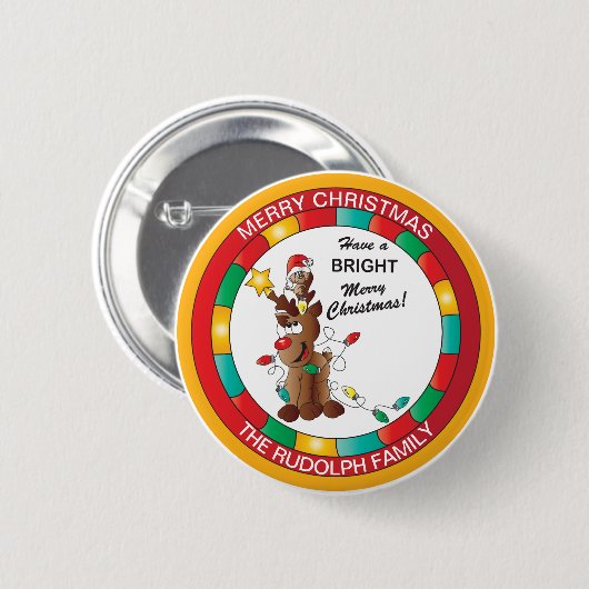 Merry and Bright Rentier and Christmas Mouse Button (Vorne & Hinten)