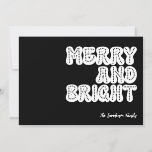 Merry and Bright Retro Trendy White Black Feiertagskarte