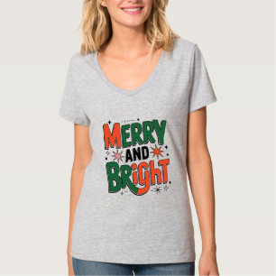 Merry and Bright Retro-Weihnachtsdesign, T-Shirt